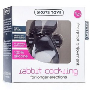 Shots Toys Rabbit penio žiedas (juodas)