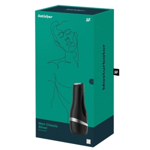 Klasikinis masturbatorius Satisfyer (juodas, sidabrinis)