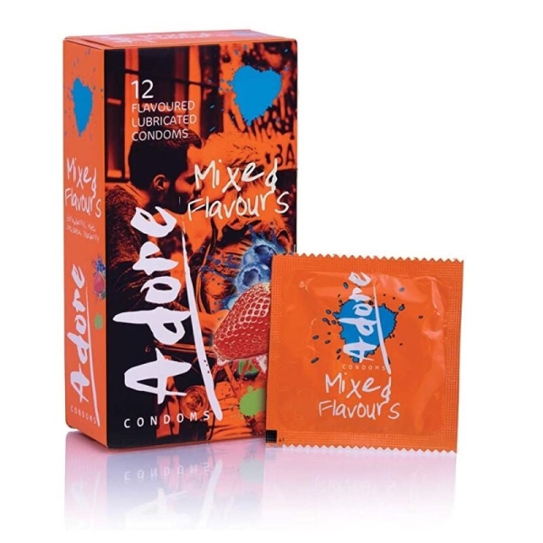 Prezervatyvai Adore Mixed Flavors (12 vnt.)