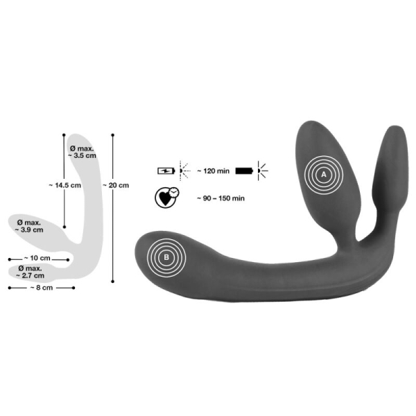 Vibruojantis bejuostis Strap–on Trio (juodas)