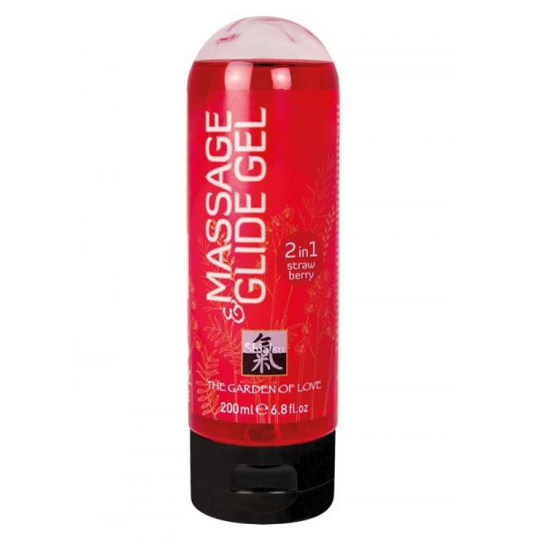 SHIATSU masažo aliejus - gelis 2in1 (Braškė) (200 ml)